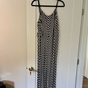 Grey and black striped maxi dress